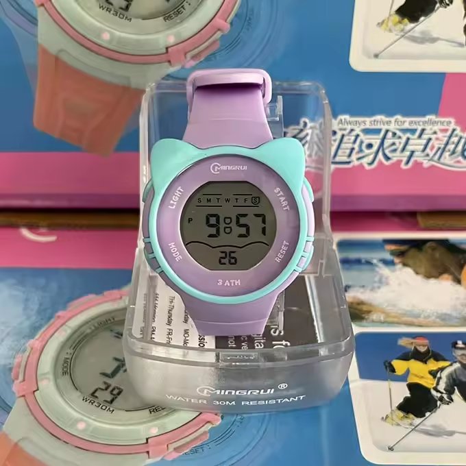 Wholesale Cat Ear Cartoon Children Smartwatch Color Kids Student Watches Digital Cartoon Watch Anime Custom Watch